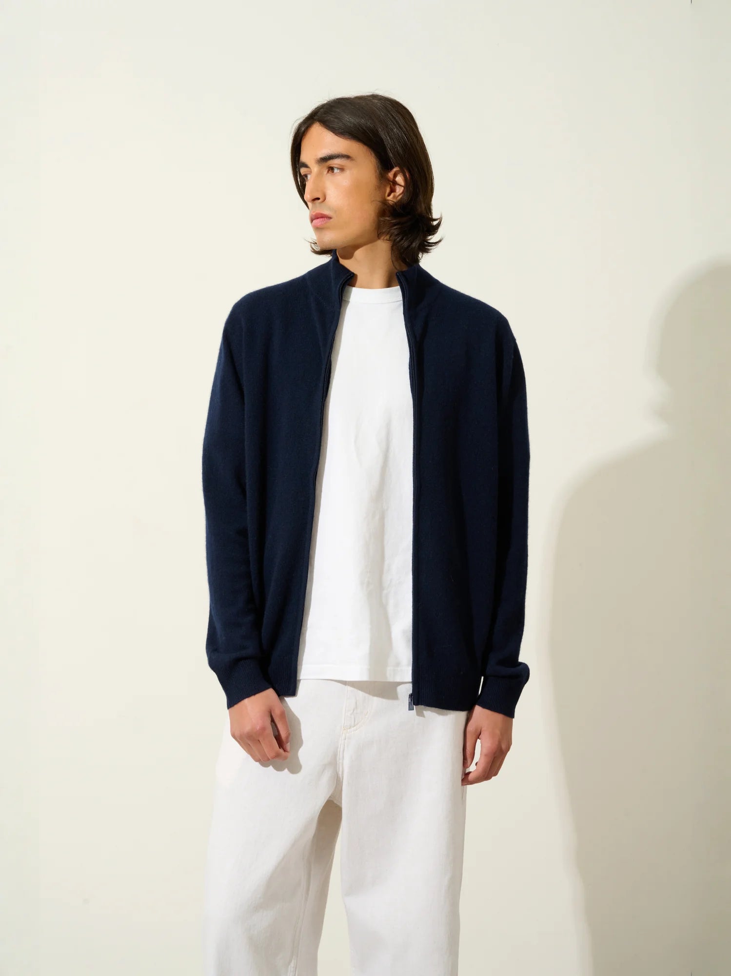 ALBARON gilet zippé col montant bleu marine