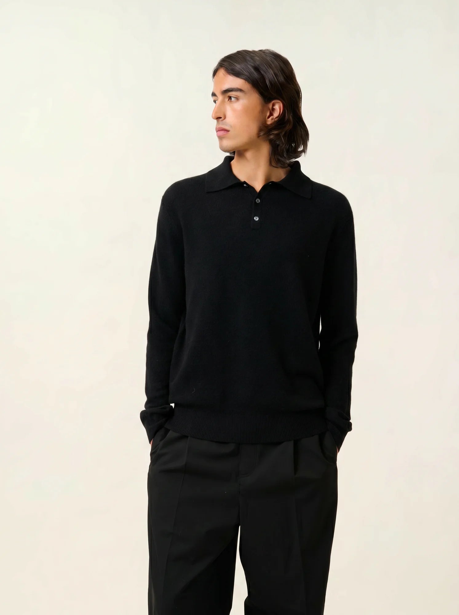 CHARVET polo manches longues noir