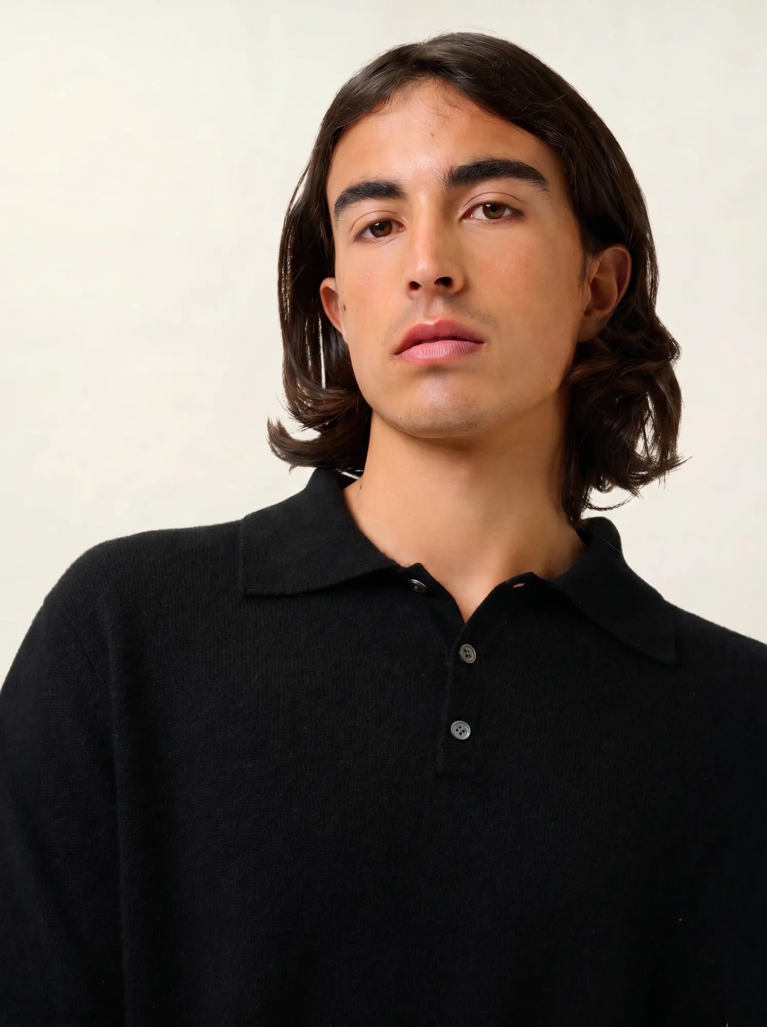 CHARVET polo manches longues noir