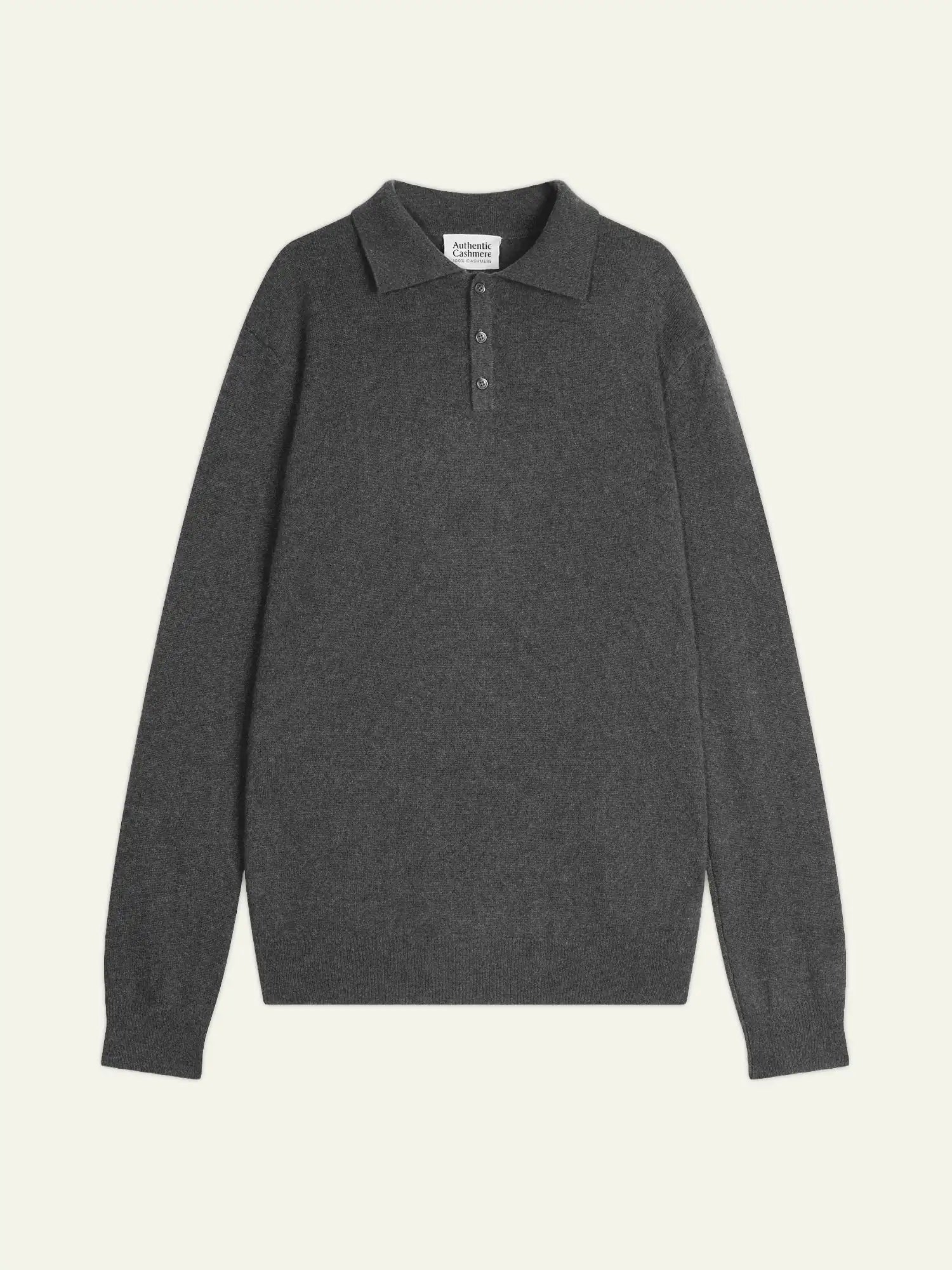 CHARVET polo manches longues anthracite chiné