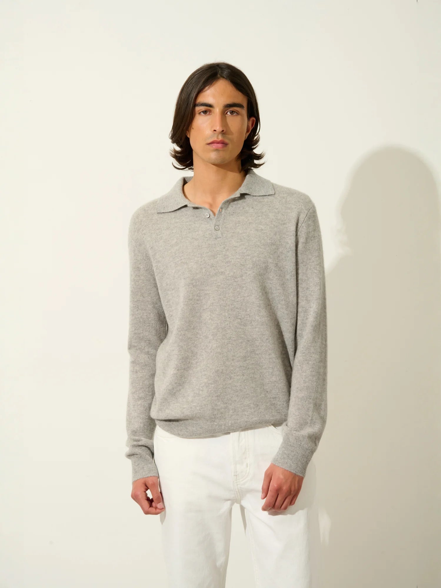 CHARVET polo manches longues nuage chiné
