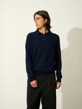 CHARVET polo manches longues bleu marine