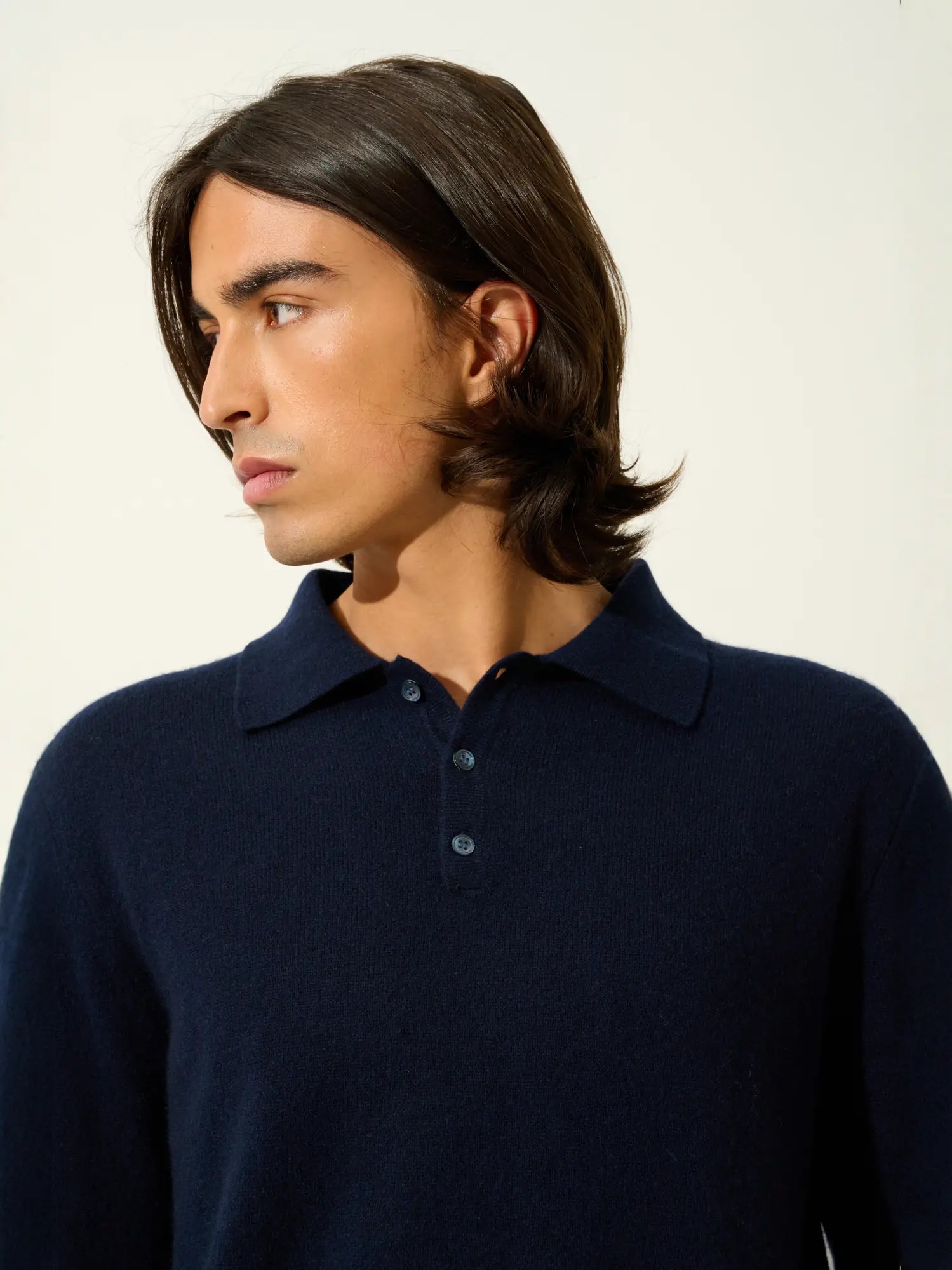 CHARVET polo manches longues bleu marine