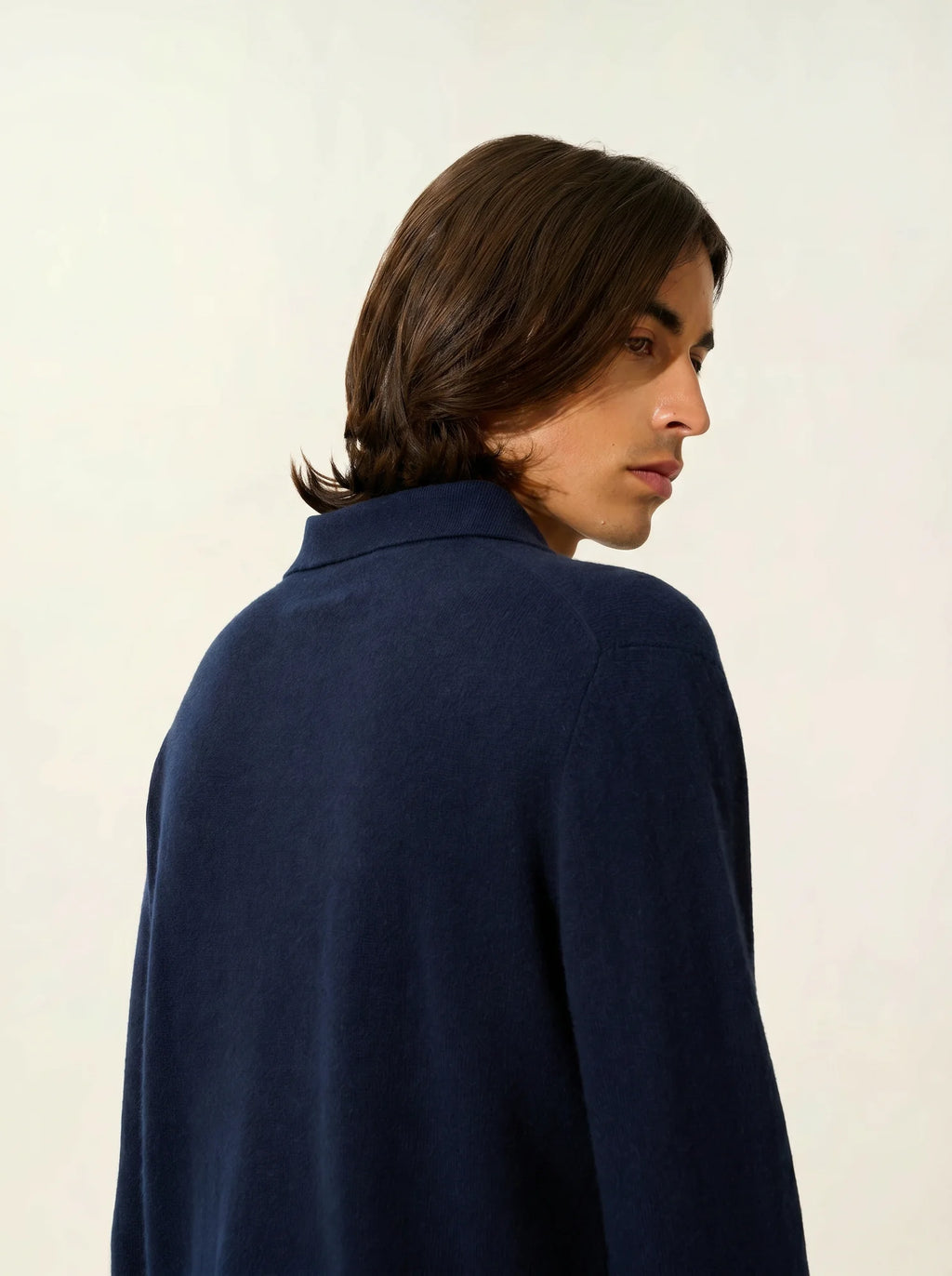 CHARVET polo manches longues bleu marine