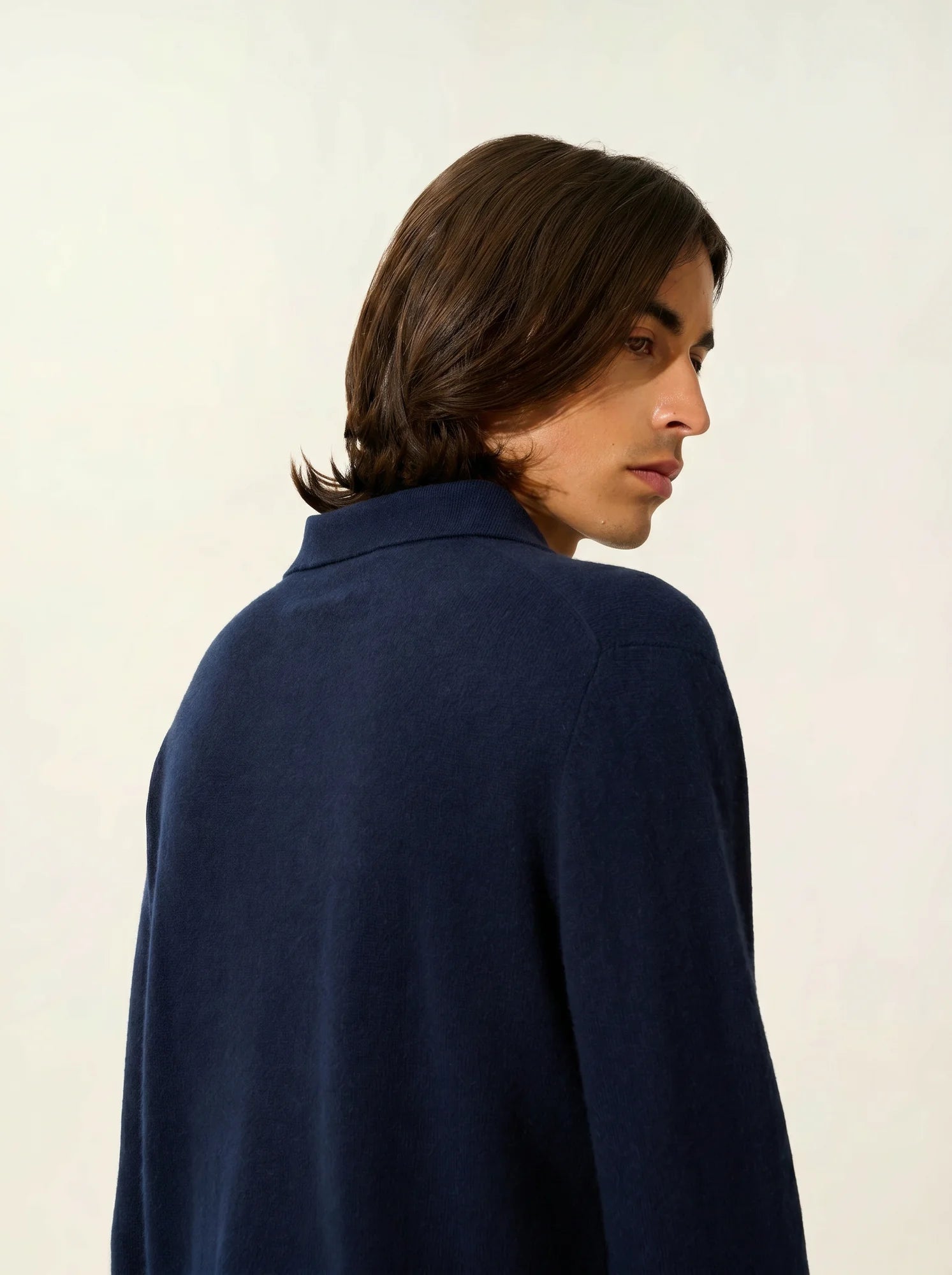 CHARVET polo manches longues bleu marine
