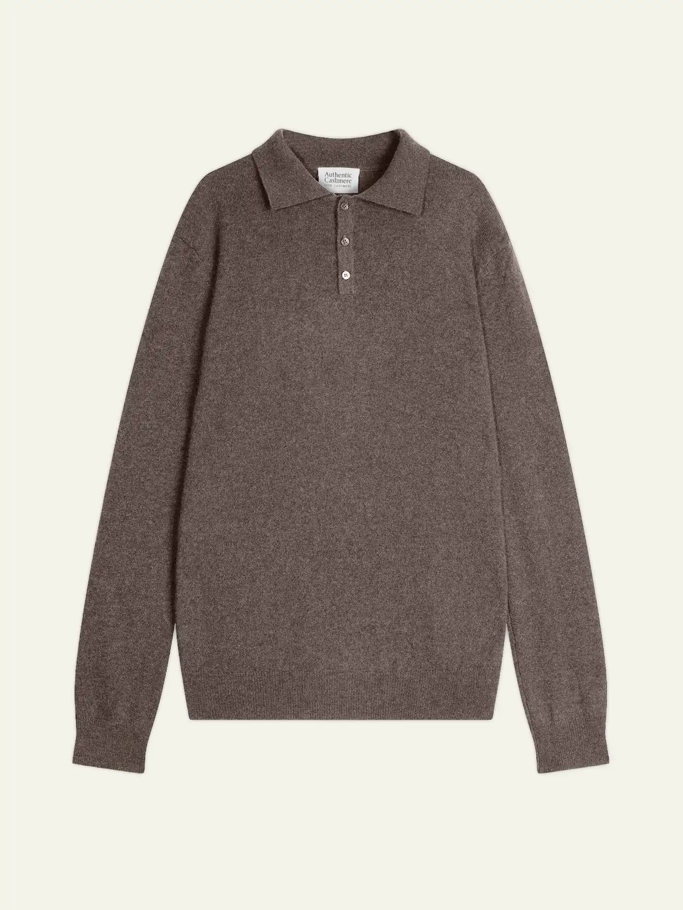 CHARVET polo manches longues taupe chiné