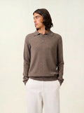 CHARVET polo manches longues taupe chiné