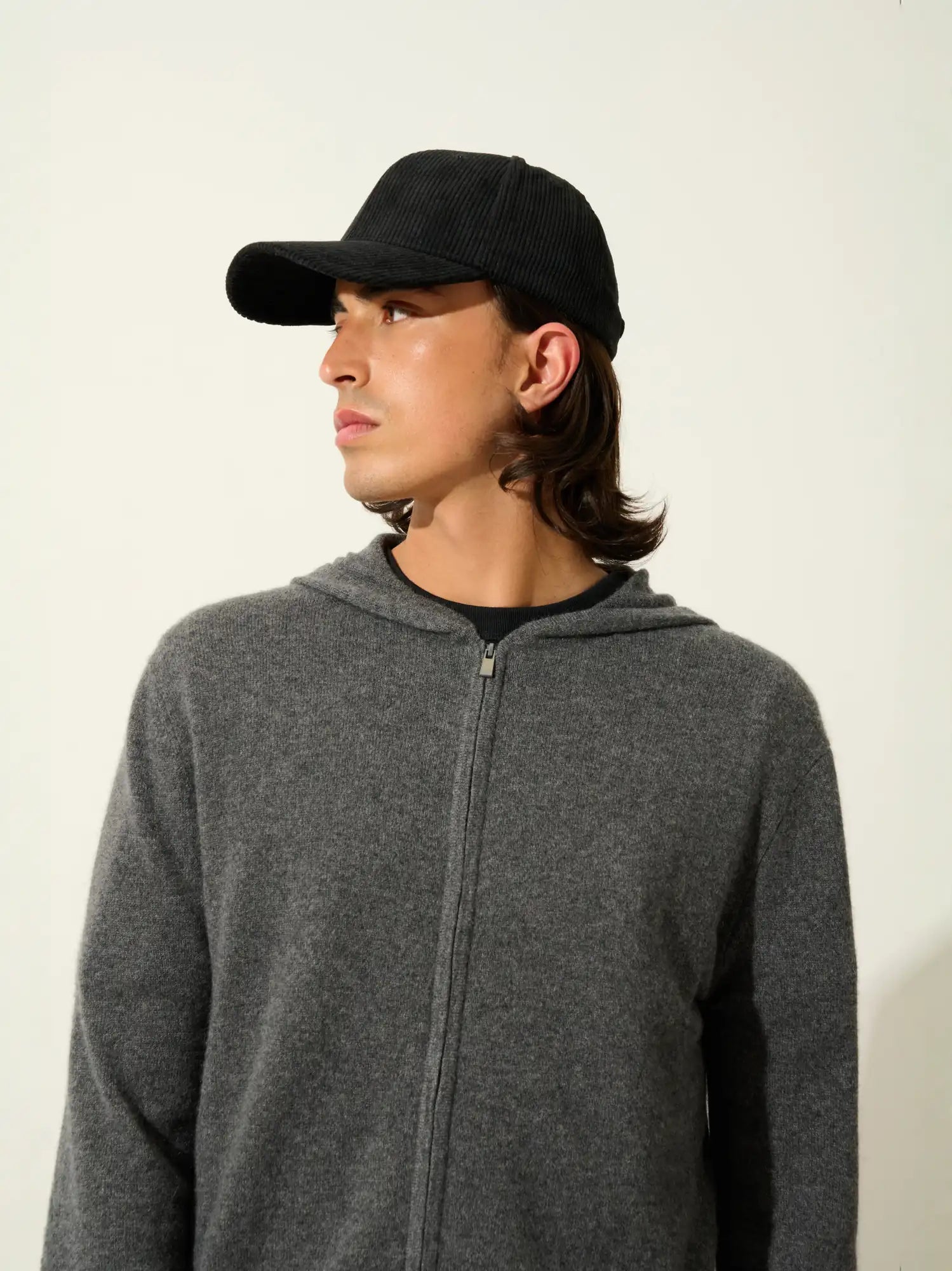 NEURRE gilet zippé capuche anthracite chiné