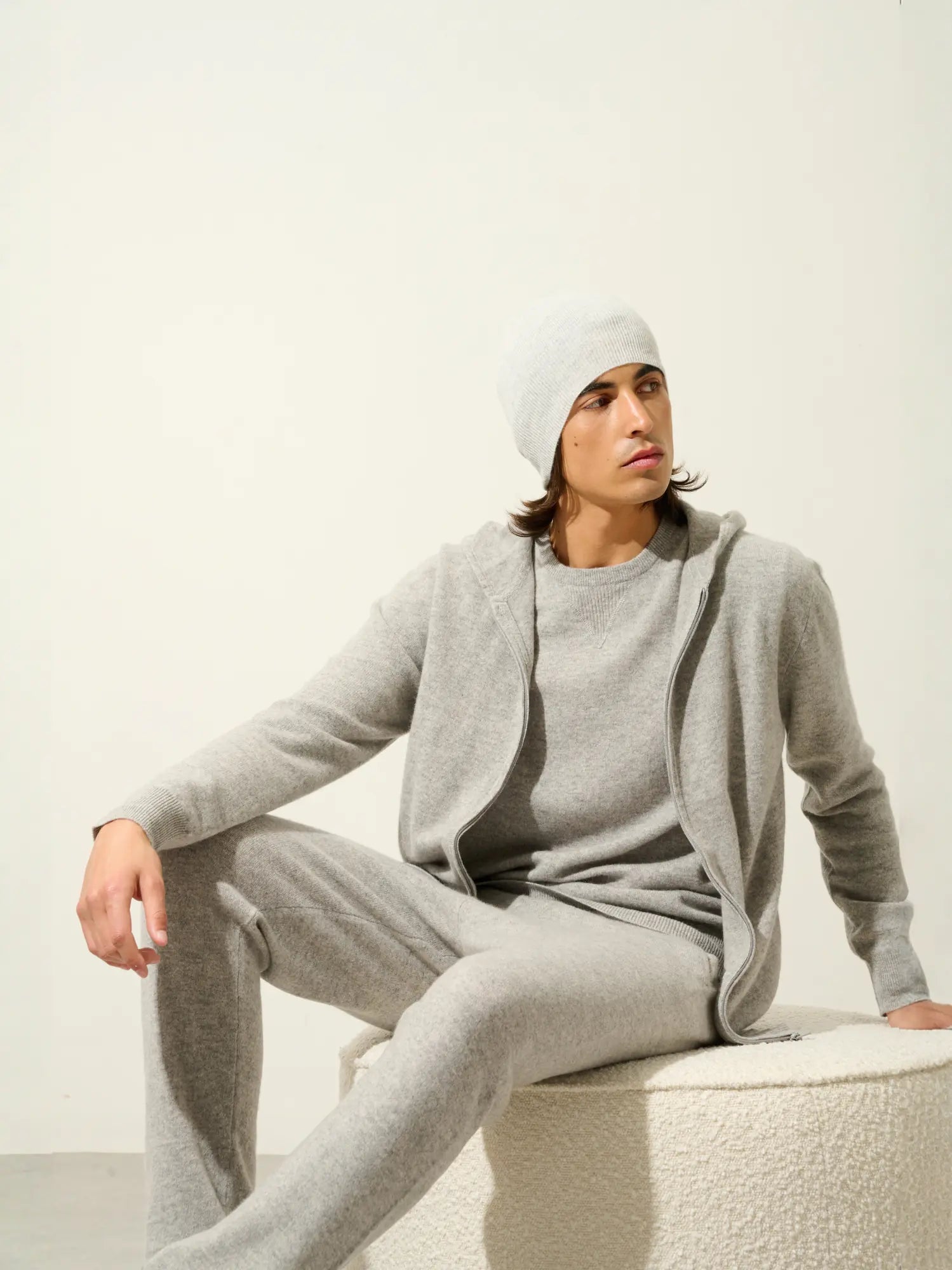 NEURRE gilet zippé capuche nuage chiné
