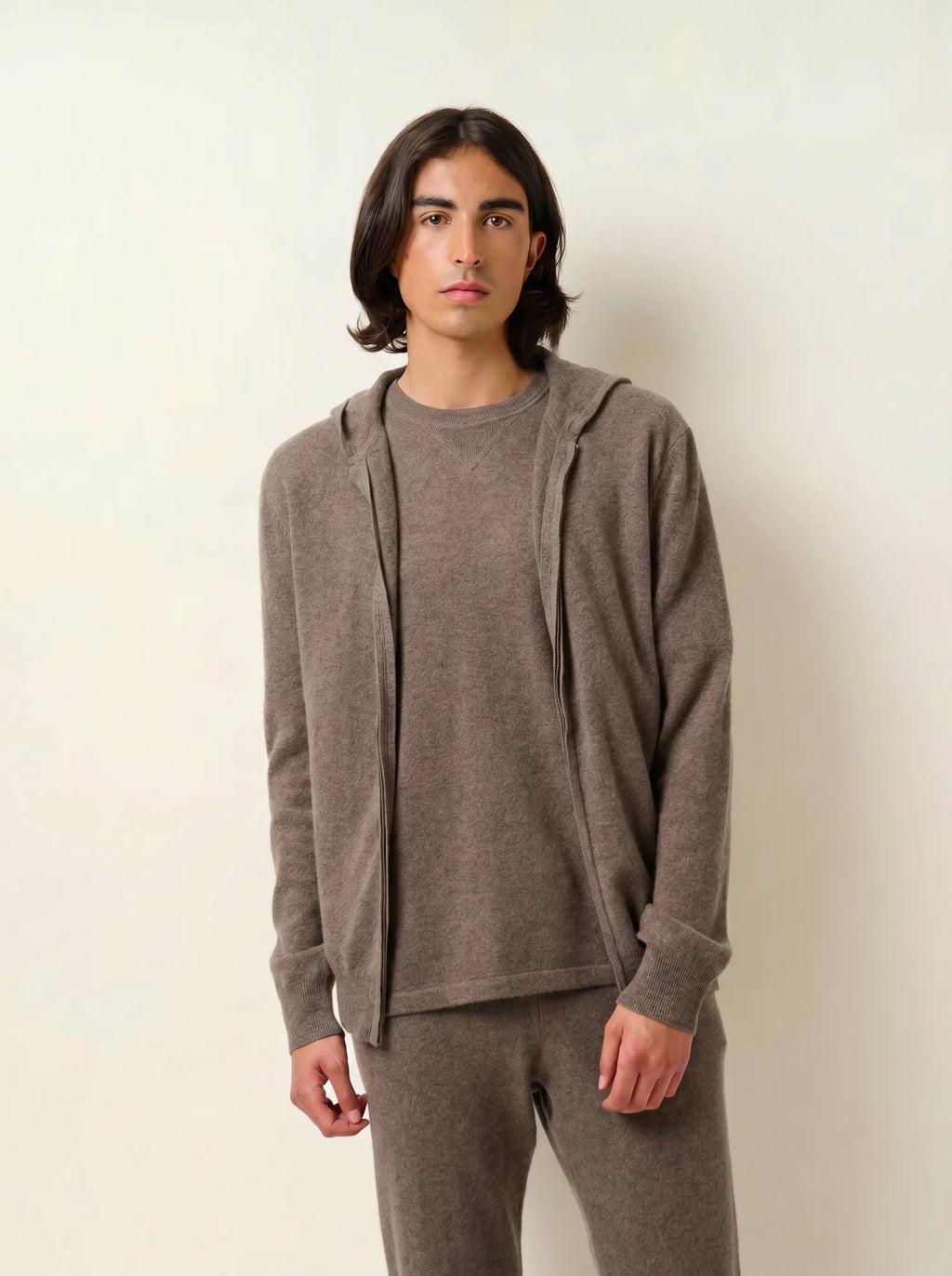 NEURRE gilet zippé capuche taupe chiné