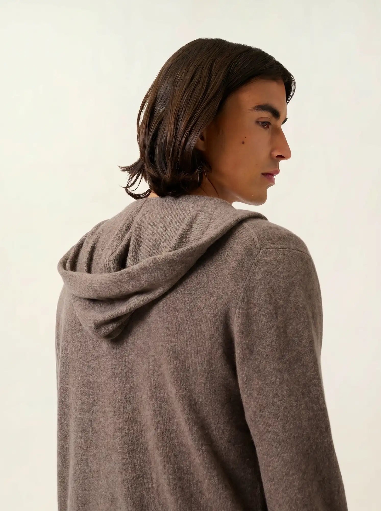 NEURRE gilet zippé capuche taupe chiné