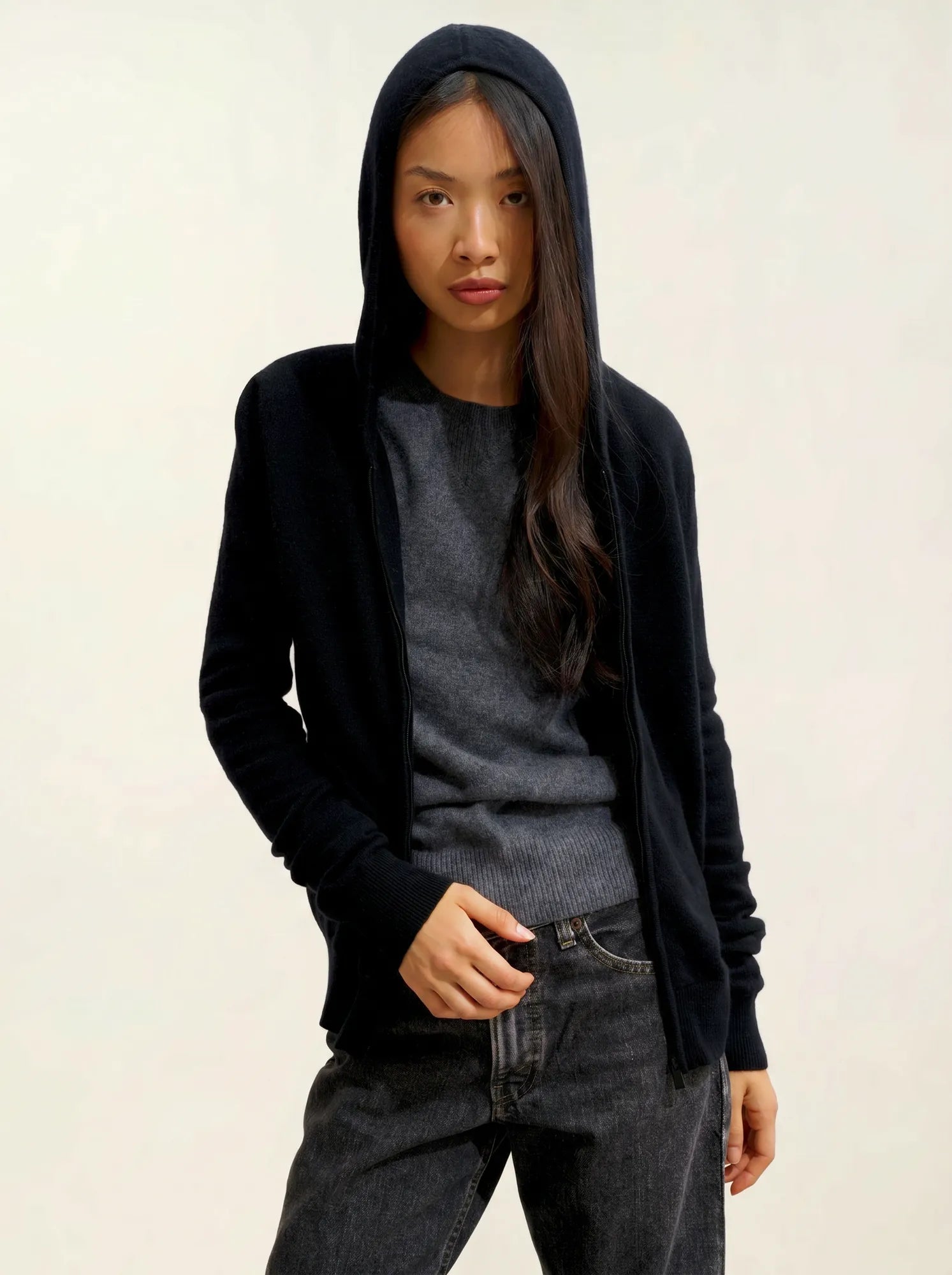 COLOMBIS gilet zippé capuche noir