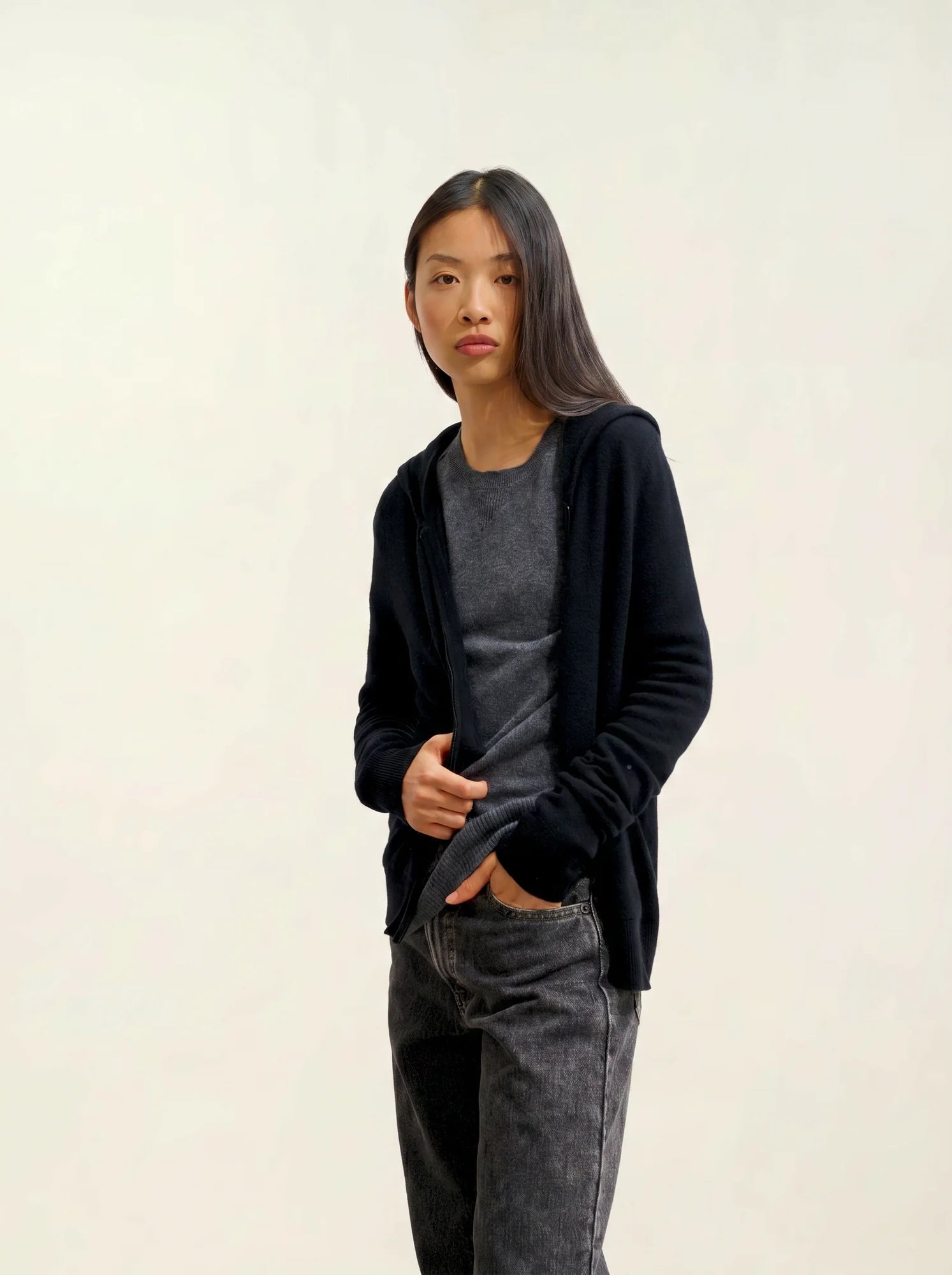 COLOMBIS gilet zippé capuche noir