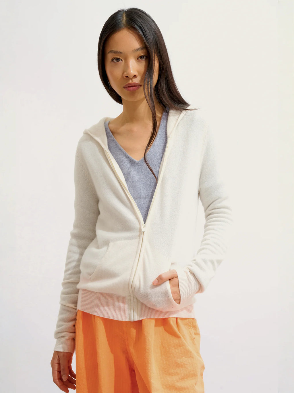 COLOMBIS gilet zippé capuche ivoire