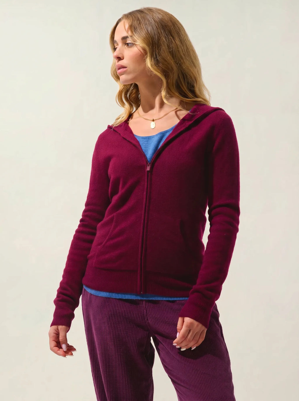 COLOMBIS gilet zippé capuche bordeaux