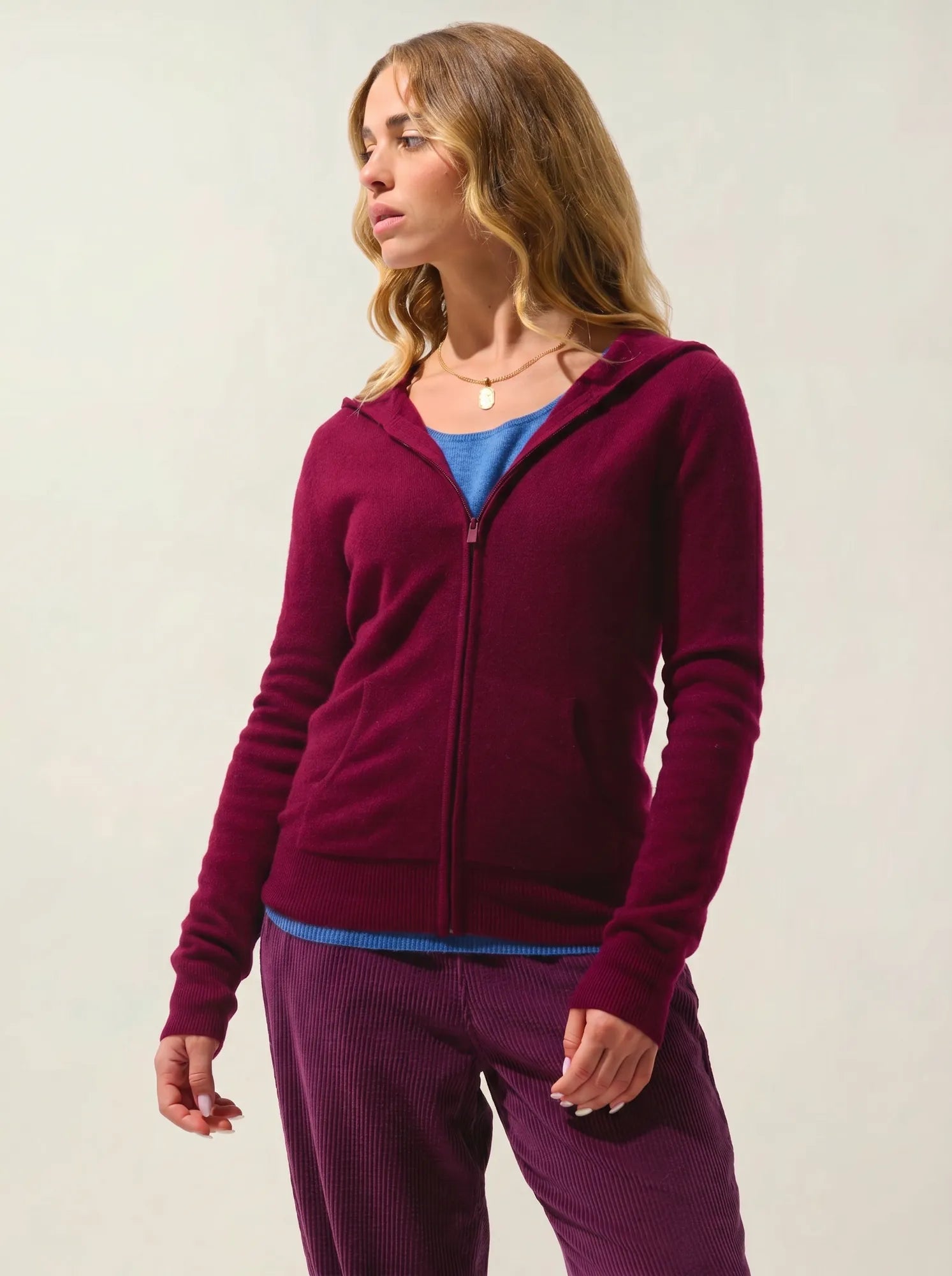 COLOMBIS gilet zippé capuche bordeaux