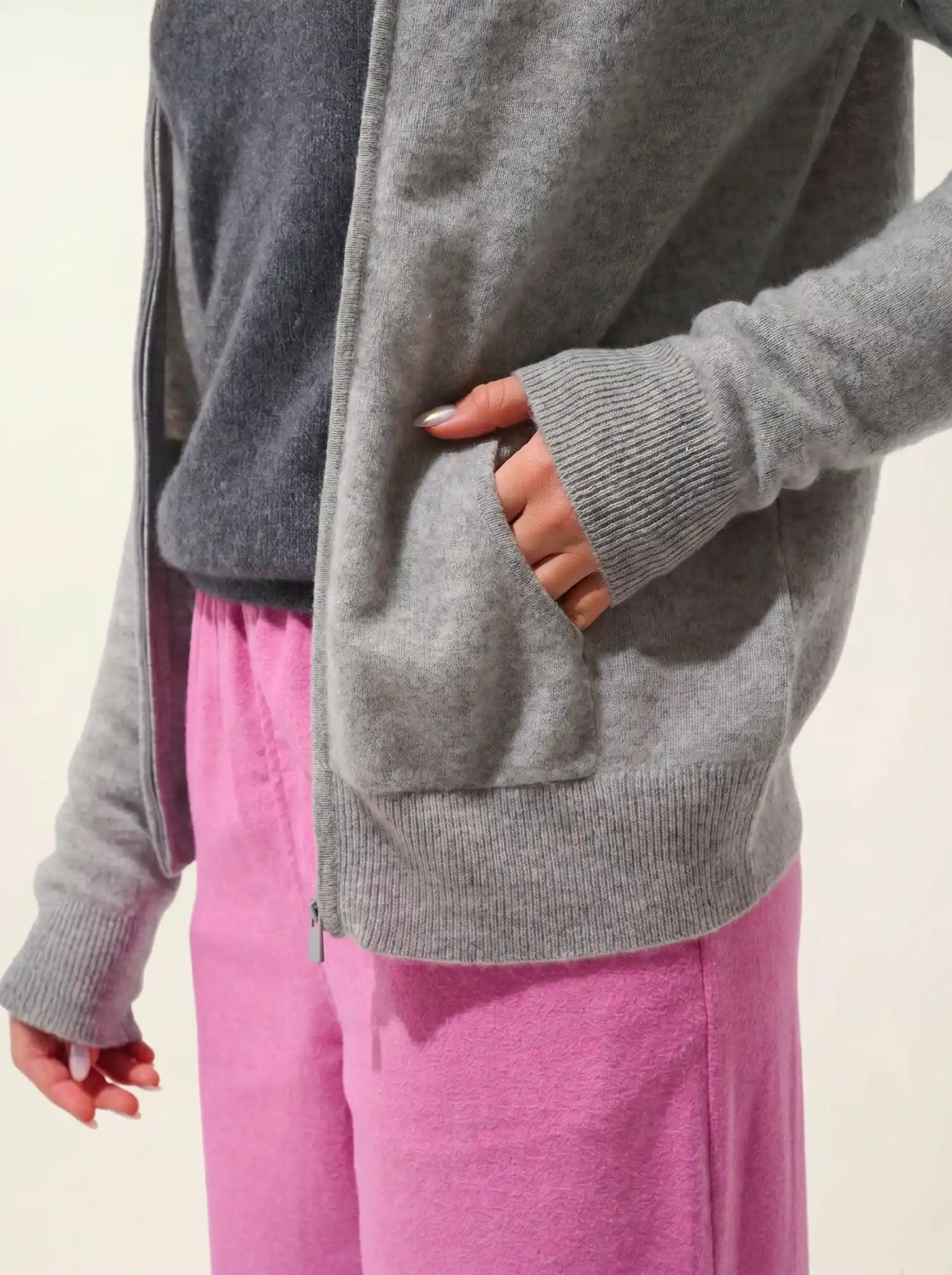 COLOMBIS gilet zippé capuche nuage chiné
