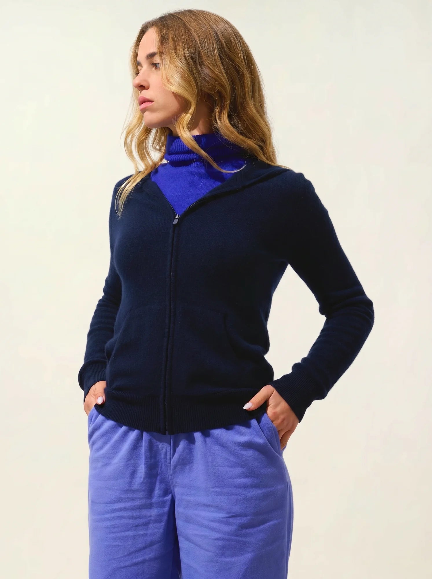 COLOMBIS gilet zippé capuche bleu marine