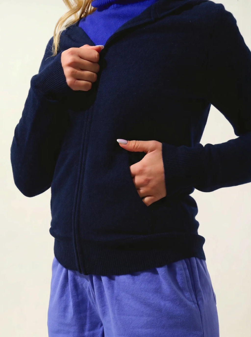 COLOMBIS gilet zippé capuche bleu marine
