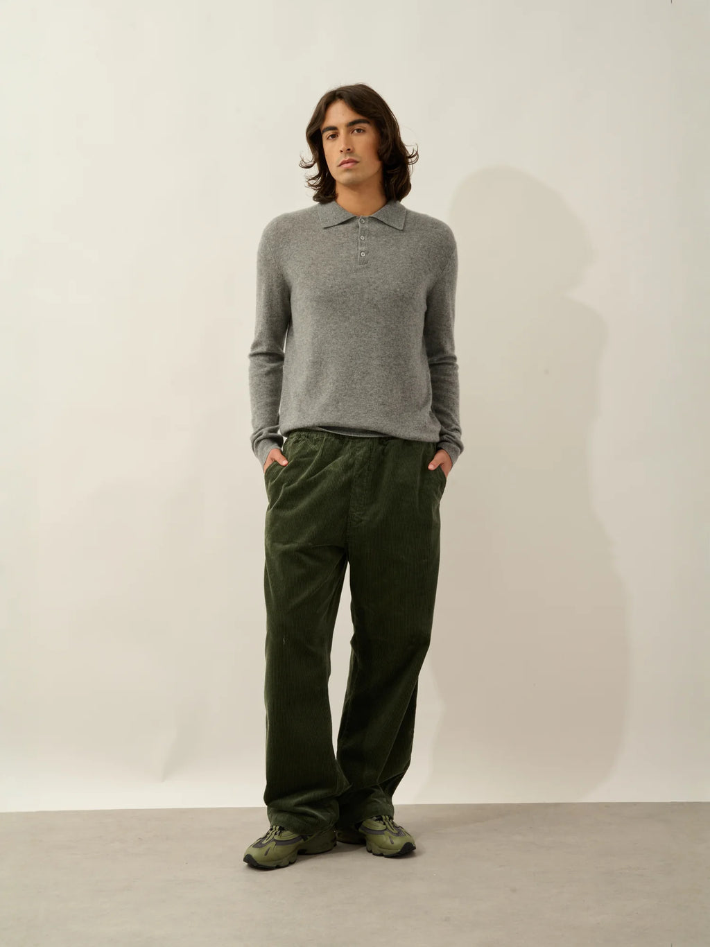 CHARVET polo manches longues flanelle chiné
