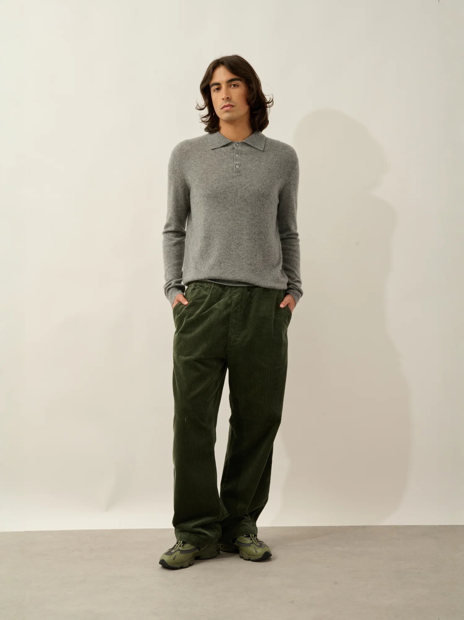 CHARVET polo manches longues flanelle chiné