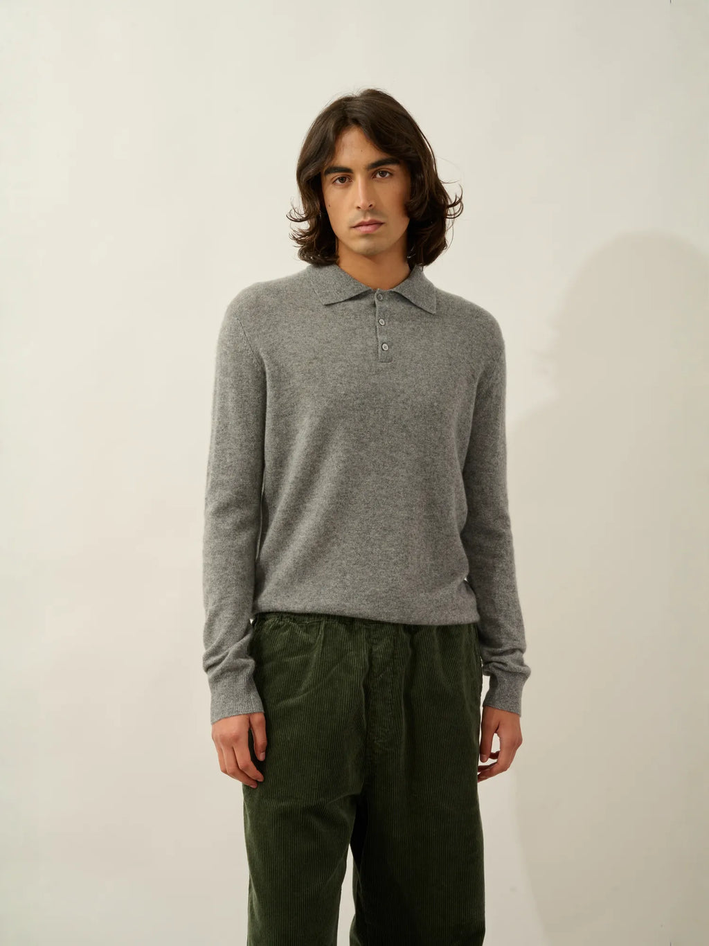 CHARVET polo manches longues flanelle chiné
