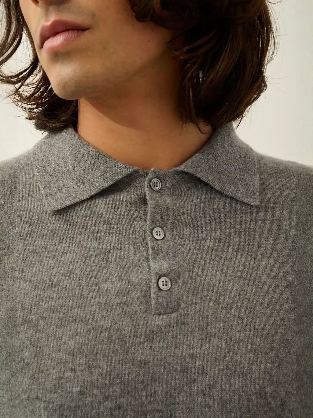 CHARVET polo manches longues flanelle chiné