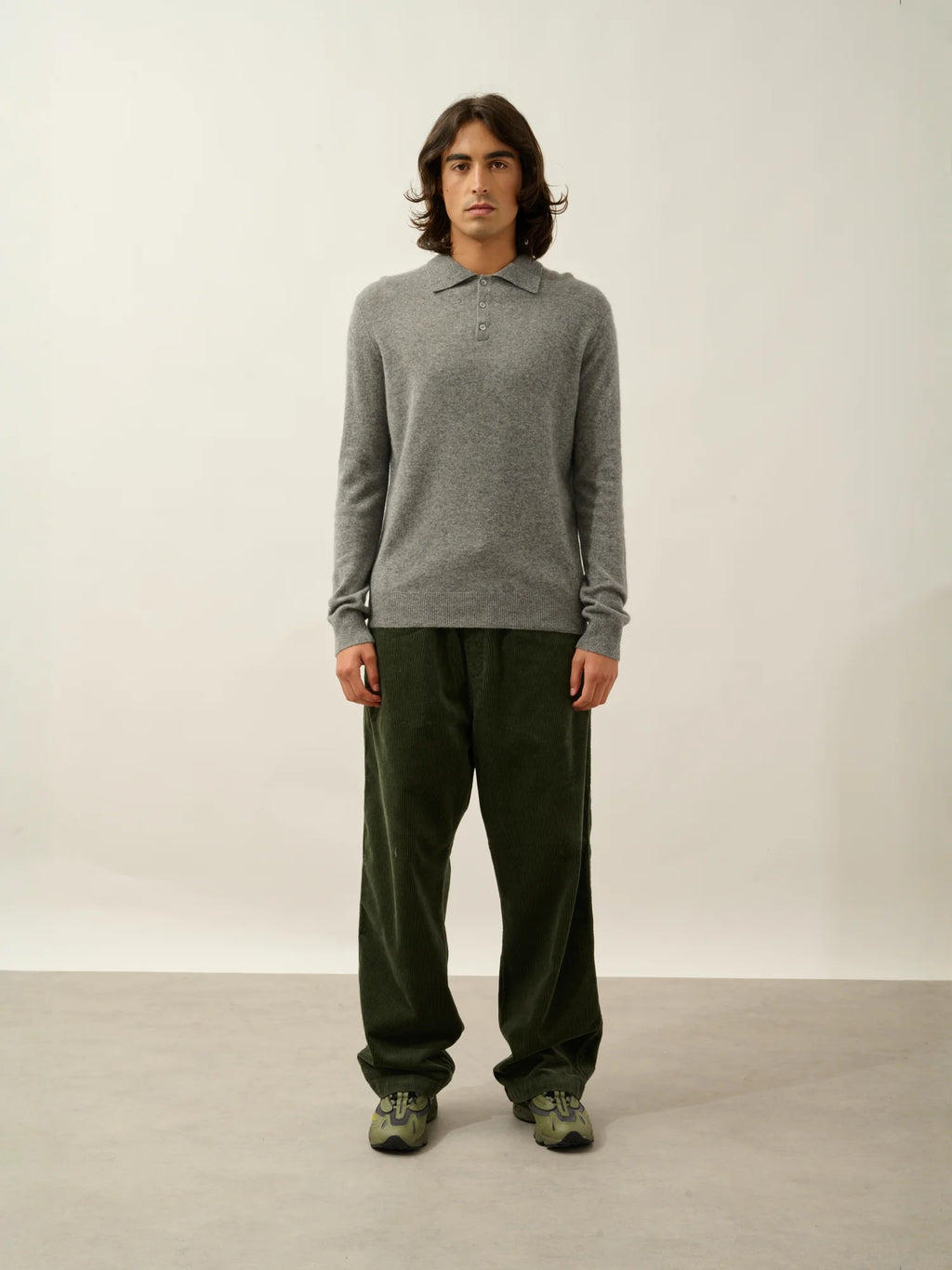 CHARVET polo manches longues flanelle chiné