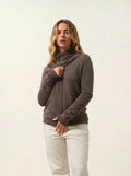 COLOMBIS gilet zippé capuche taupe chiné