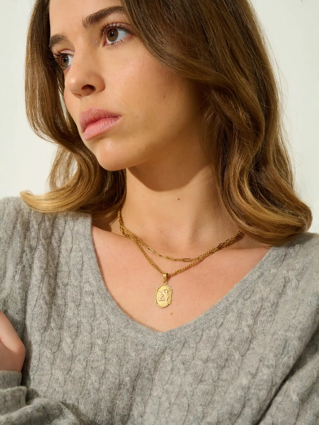 GRASMOOR pull col V nuage chiné