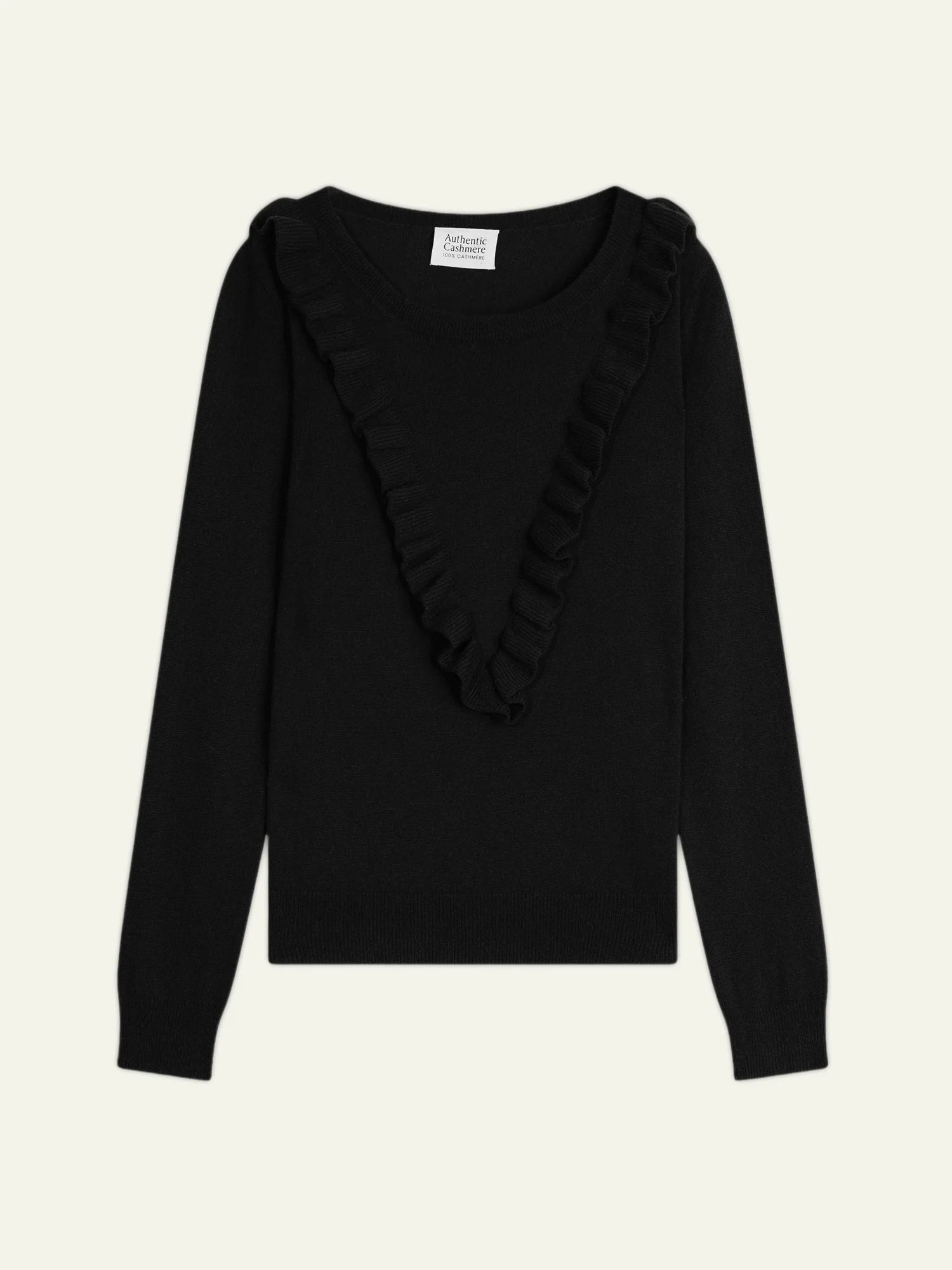 KNOTT sweater crew neck ruffled front black