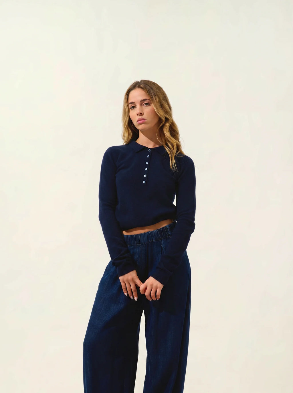 SLIEVE polo manches longues bleu marine