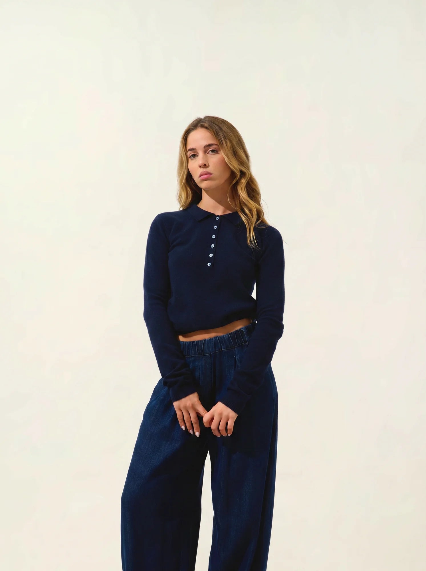 SLIEVE polo manches longues bleu marine