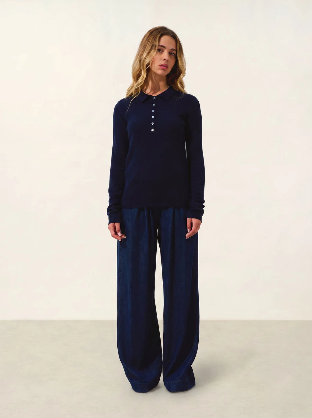 SLIEVE polo manches longues bleu marine