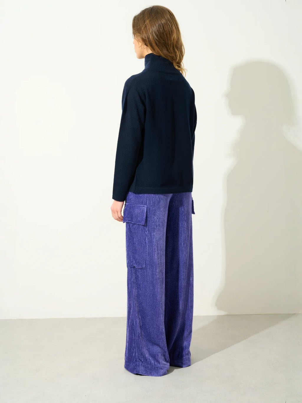 CHEVIOT pull col montant bénitier bleu marine
