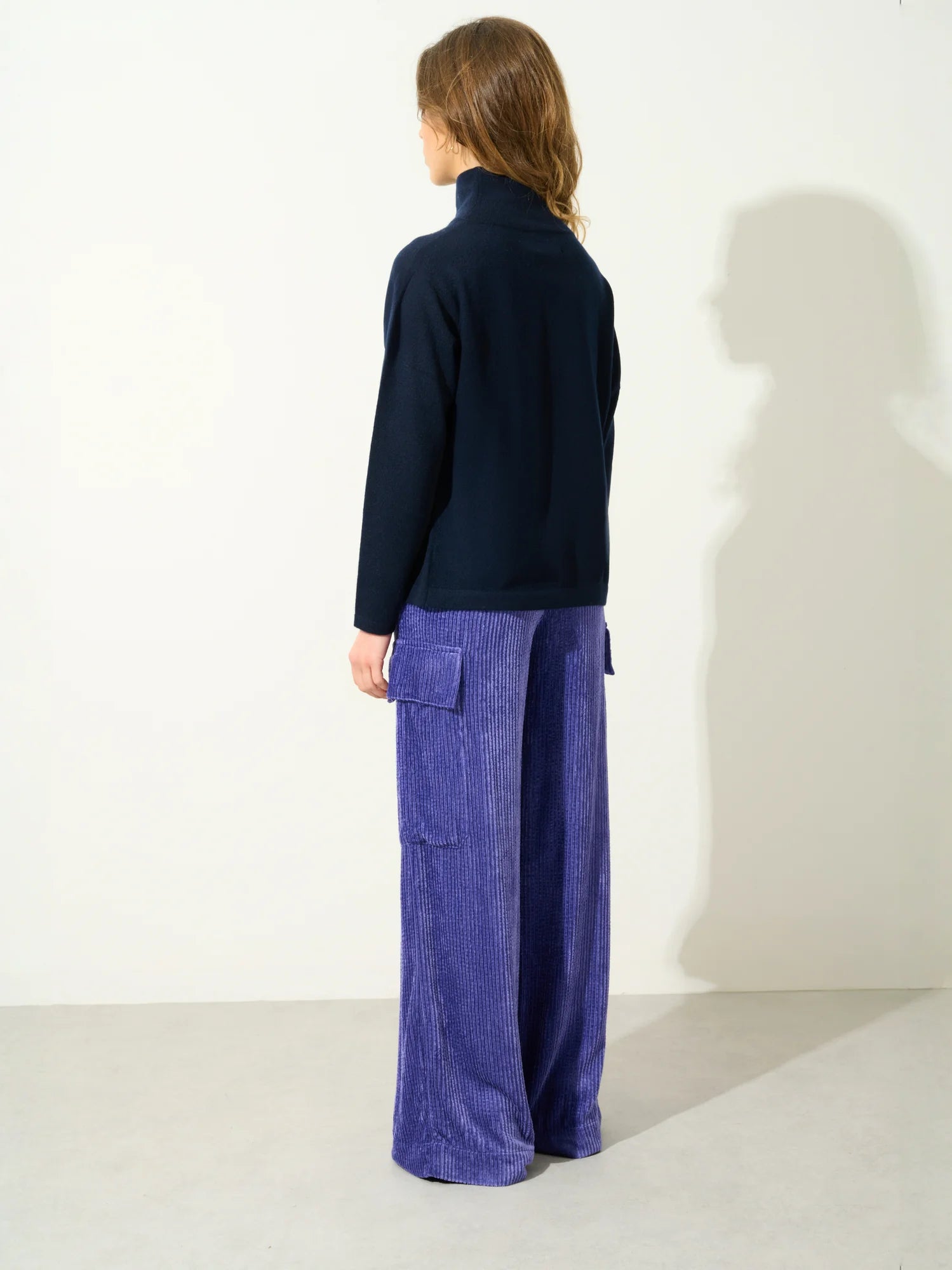 CHEVIOT pull col montant bénitier bleu marine