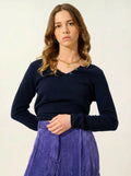 BODMIN pull col tunisien bleu marine