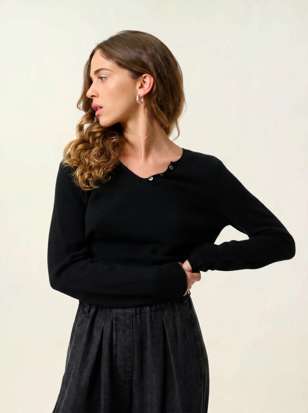 BODMIN pull col tunisien noir