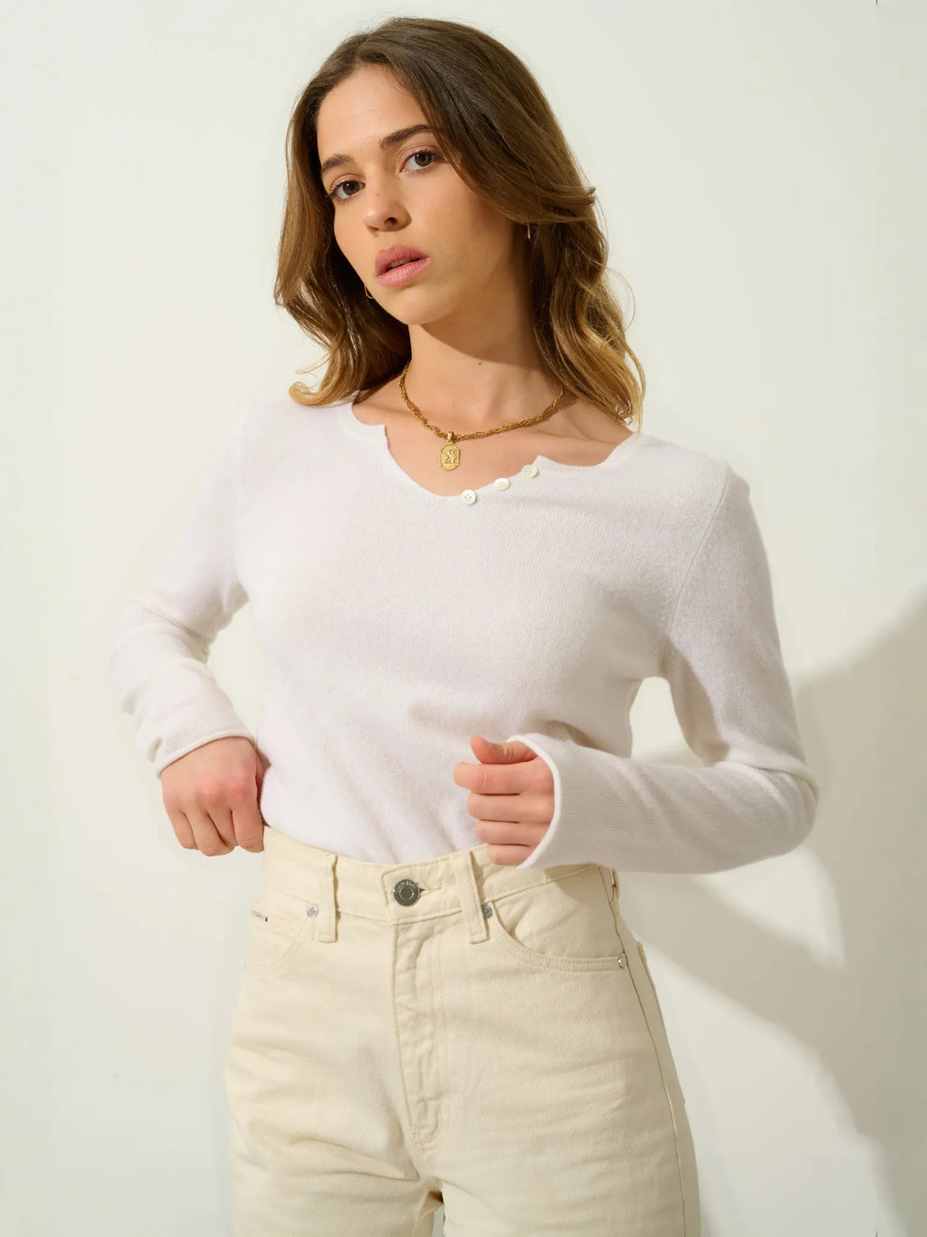 BODMIN pull col tunisien neige