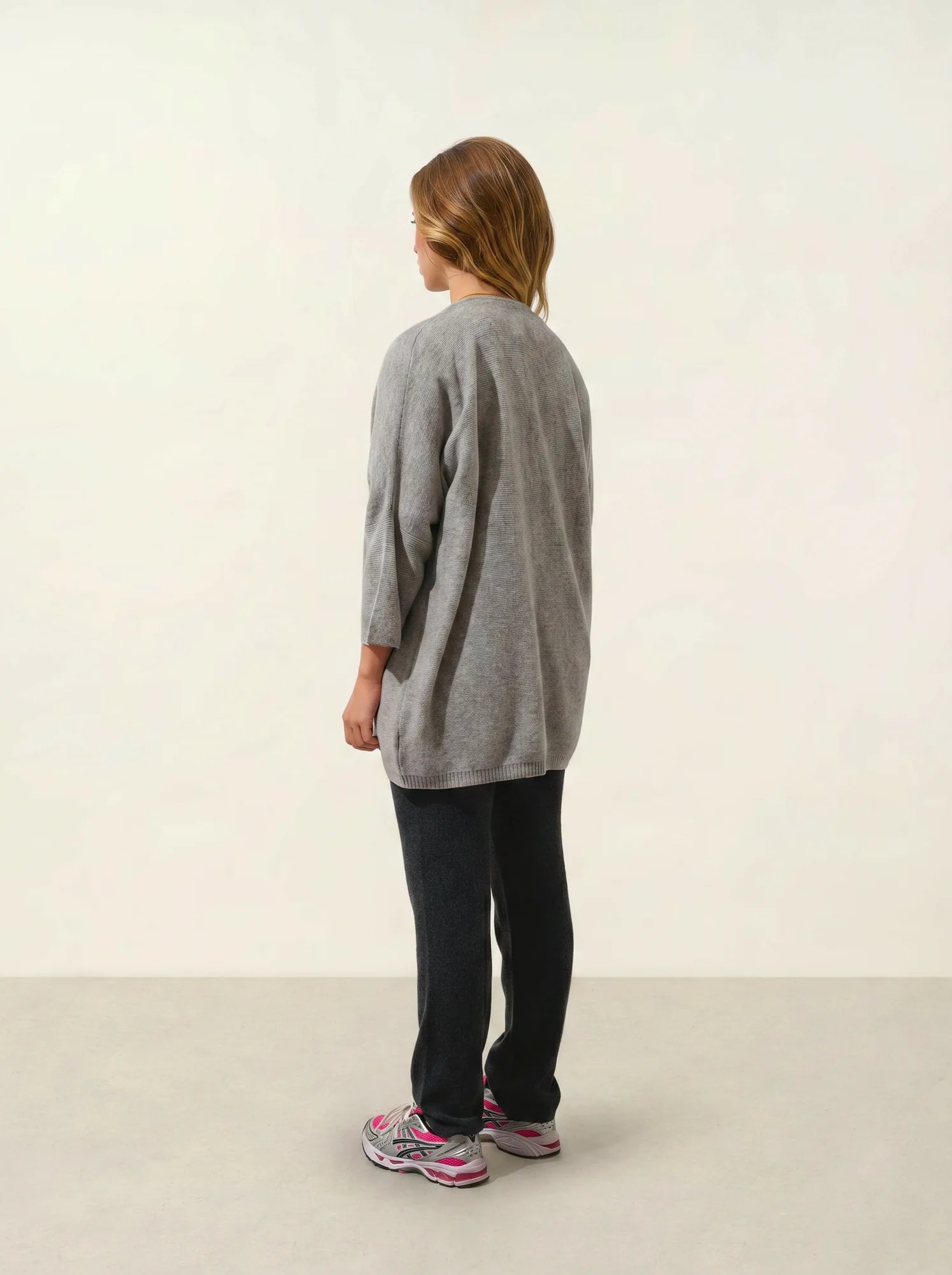 MENDIP gilet ouvert col V manches 3_4 nuage chiné
