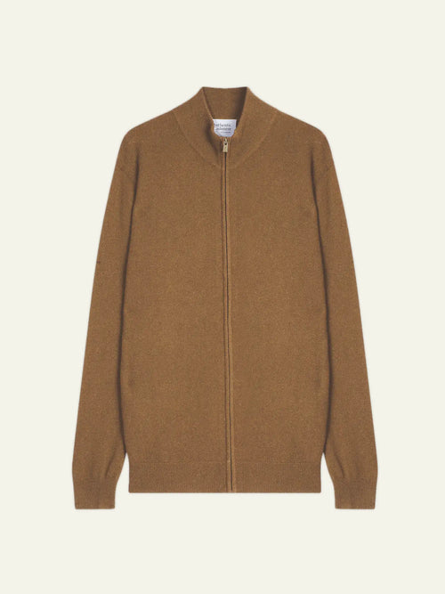 ALBARON gilet zippé col montant noisette