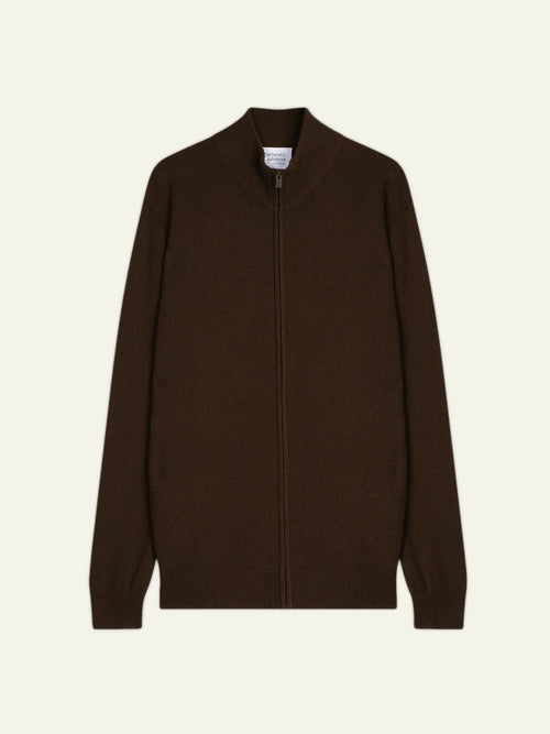 ALBARON gilet zippé col montant choco