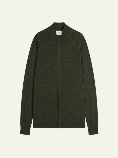 ALBARON gilet zippé col montant kaki chiné
