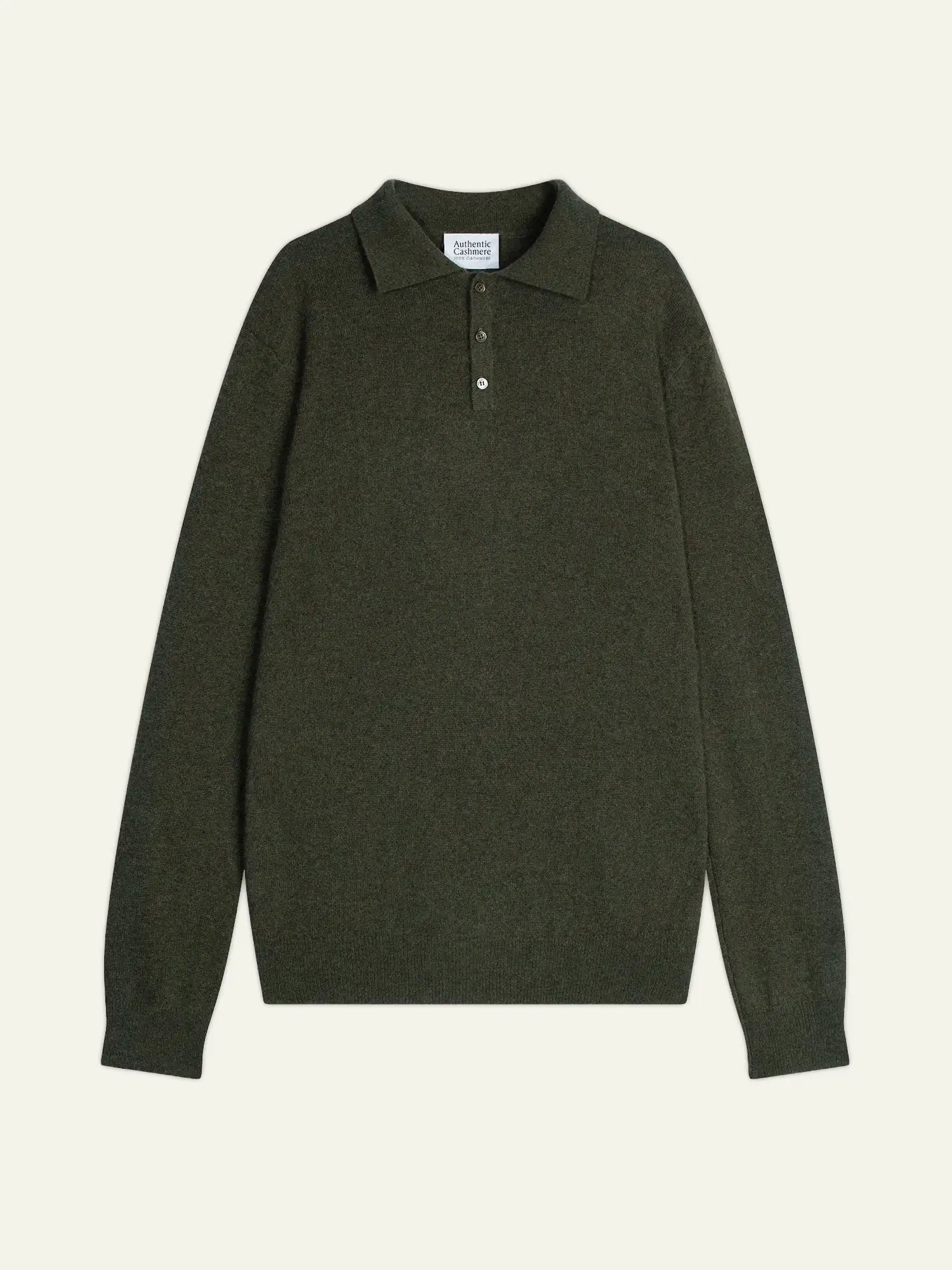 CHARVET poloshirt langarm khaki meliert