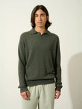 CHARVET poloshirt langarm khaki meliert