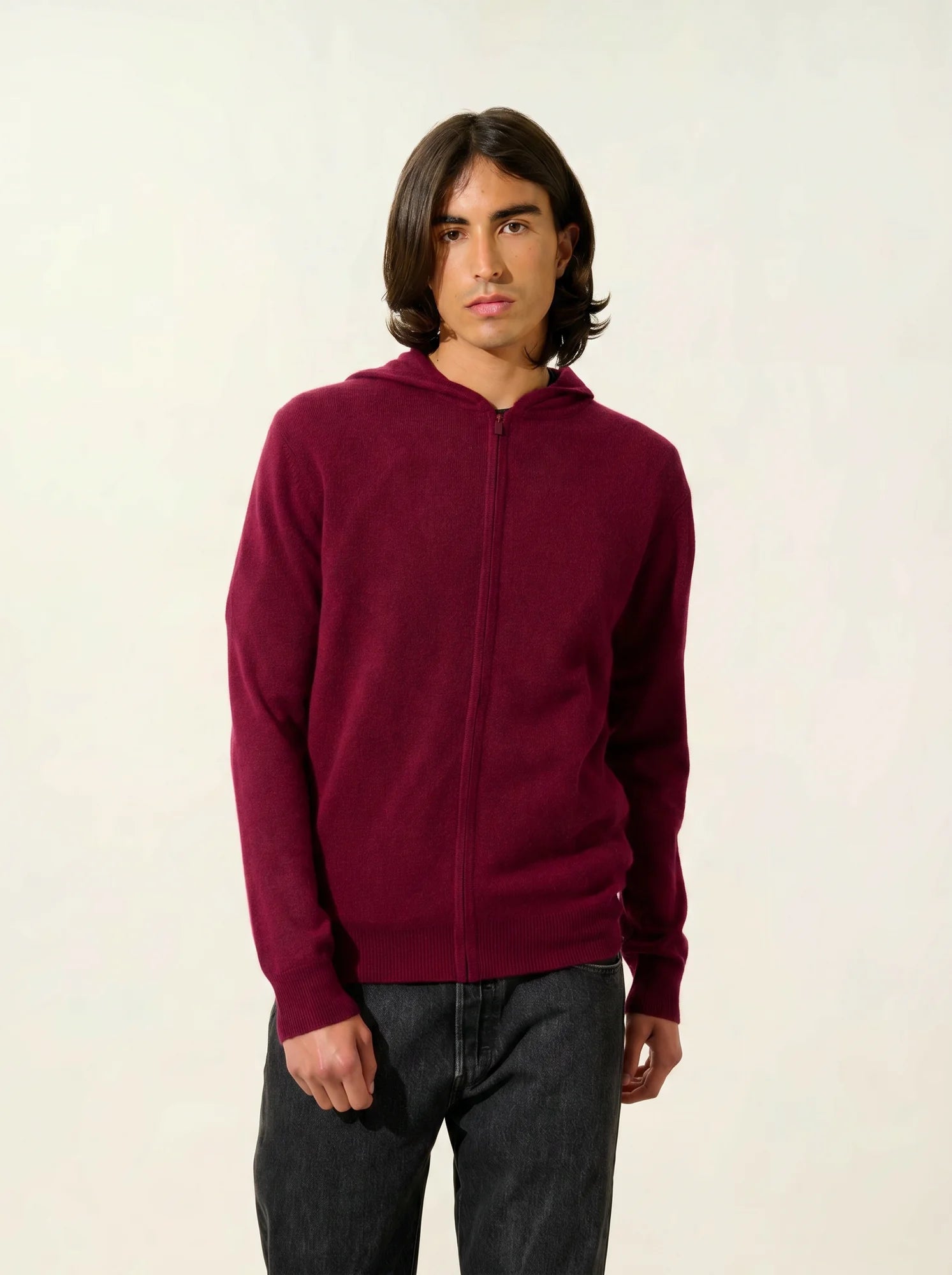 NEURRE gilet zippé capuche bordeaux