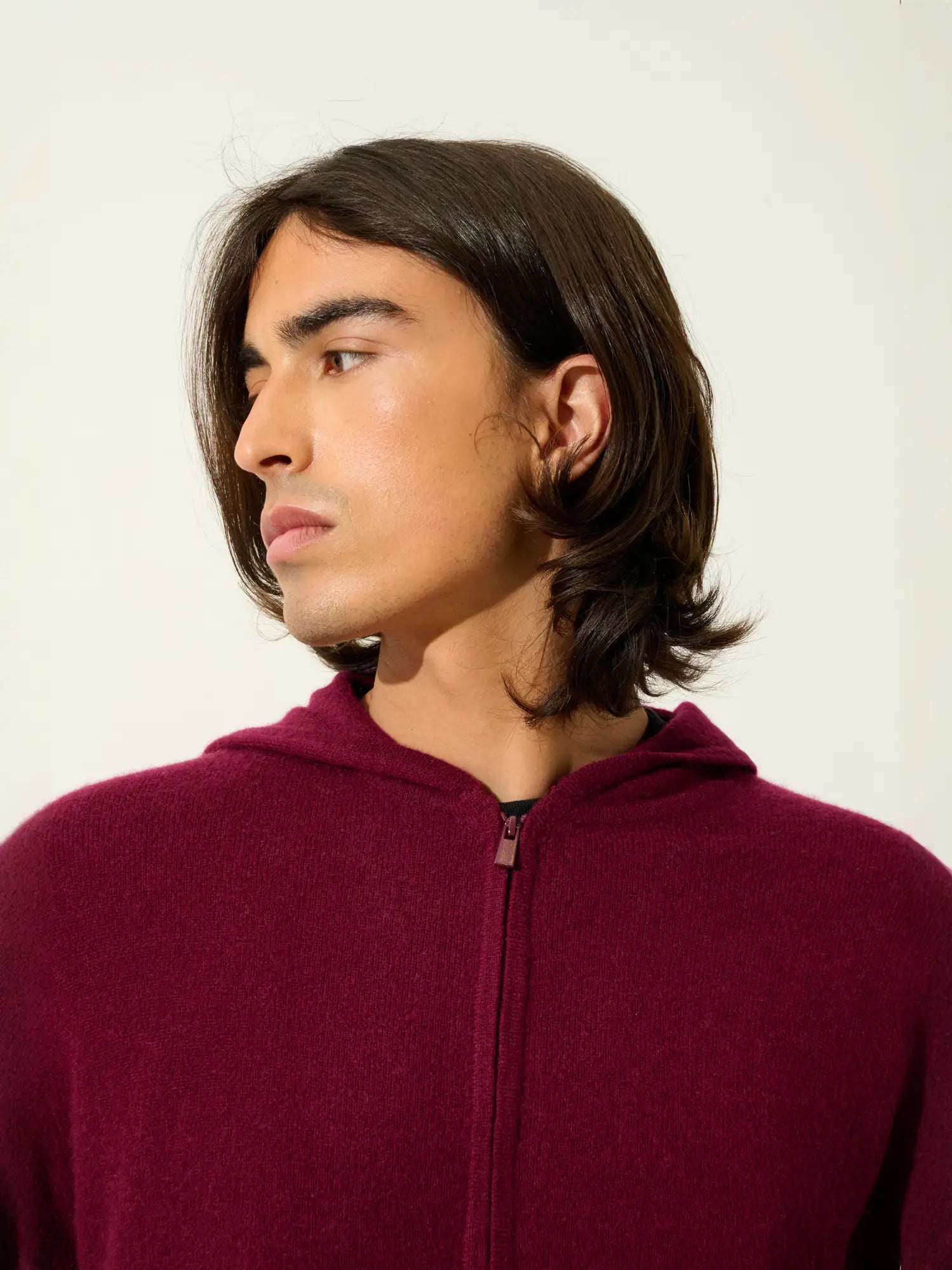 NEURRE gilet zippé capuche bordeaux