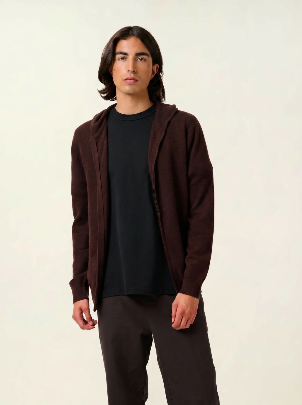 NEURRE gilet zippé capuche choco