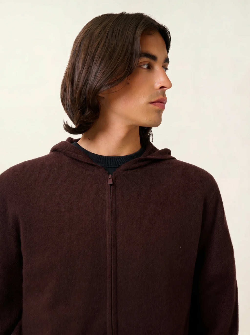 NEURRE gilet zippé capuche choco