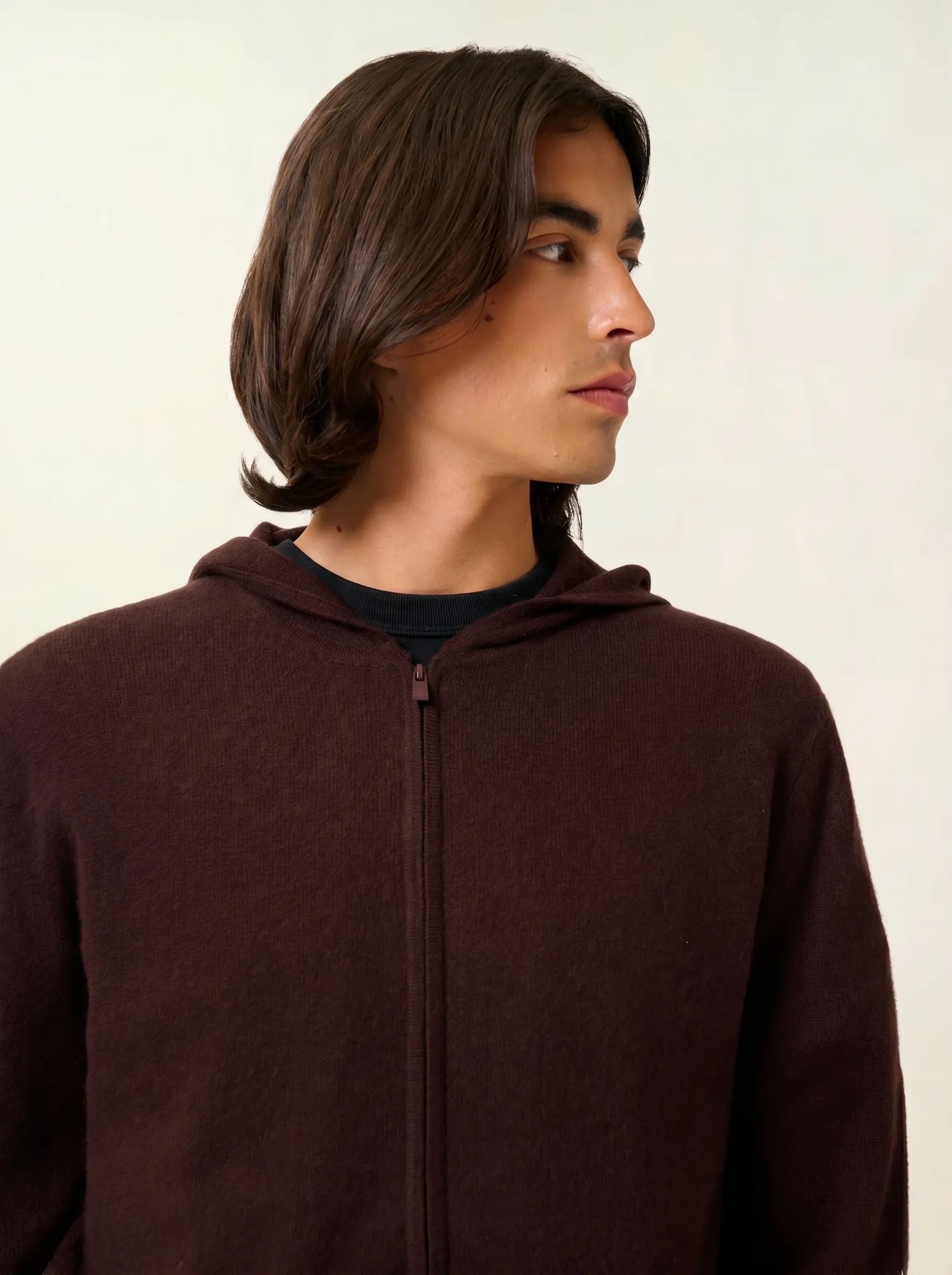 NEURRE gilet zippé capuche choco